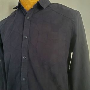 G-by Guess M Mens Long Sleeve Button Down black fractal Shirt